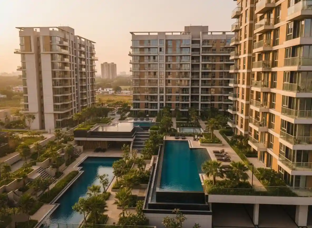 Wakad Pune modern luxury apartment complex with pool